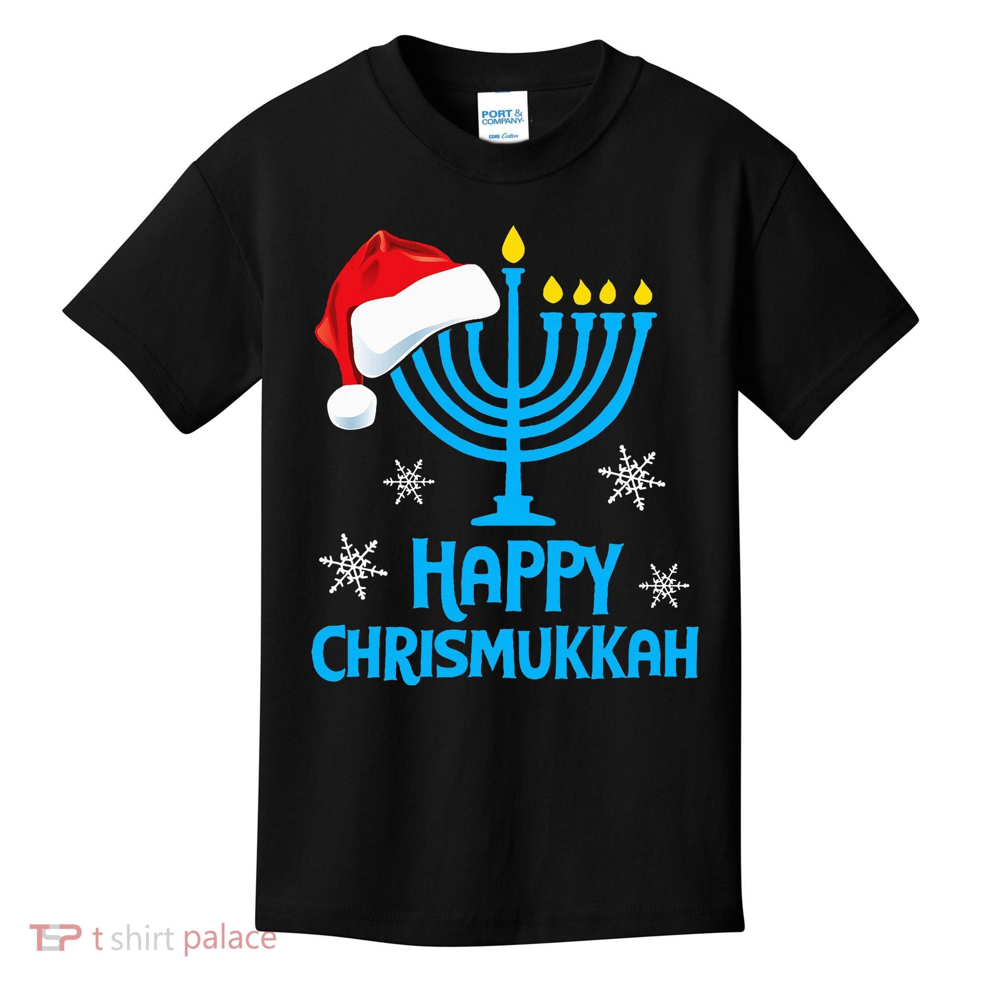 Happy Chrismukkah Santa Hat Christmas Hanukkah Sleep Kids T-Shirt
