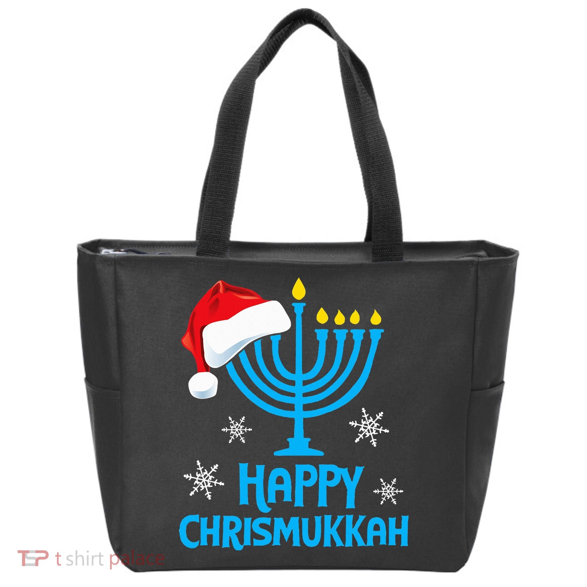 Happy Chrismukkah Santa Hat Christmas Hanukkah Sleep Tote Bag