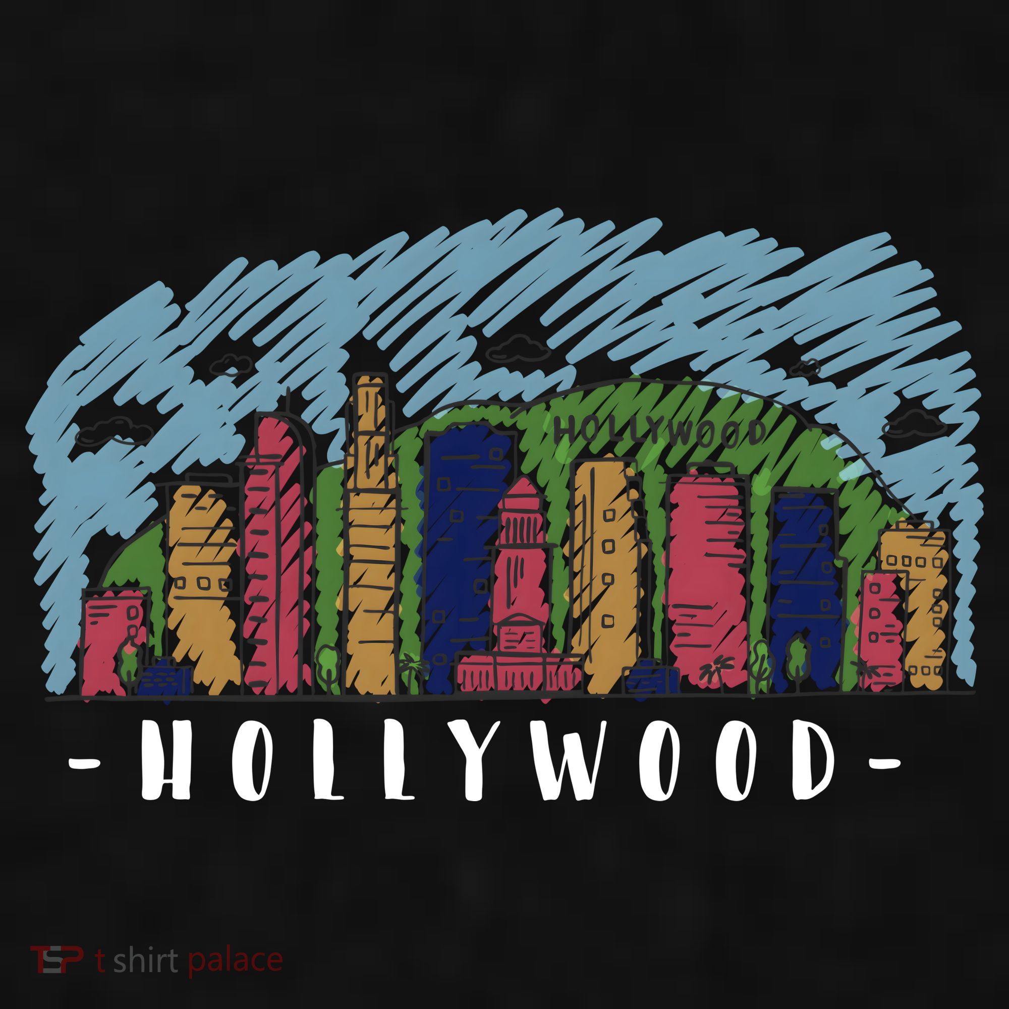 Hollywood Cartoon Style Illustration Ladies PosiCharge Tri-Blend Wicking Tank