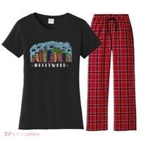 Hollywood Cartoon Style Illustration Women's Flannel Pajama Set thumb 0