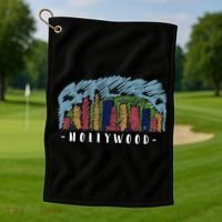 Hollywood Cartoon Style Illustration Golf Towel thumb 1