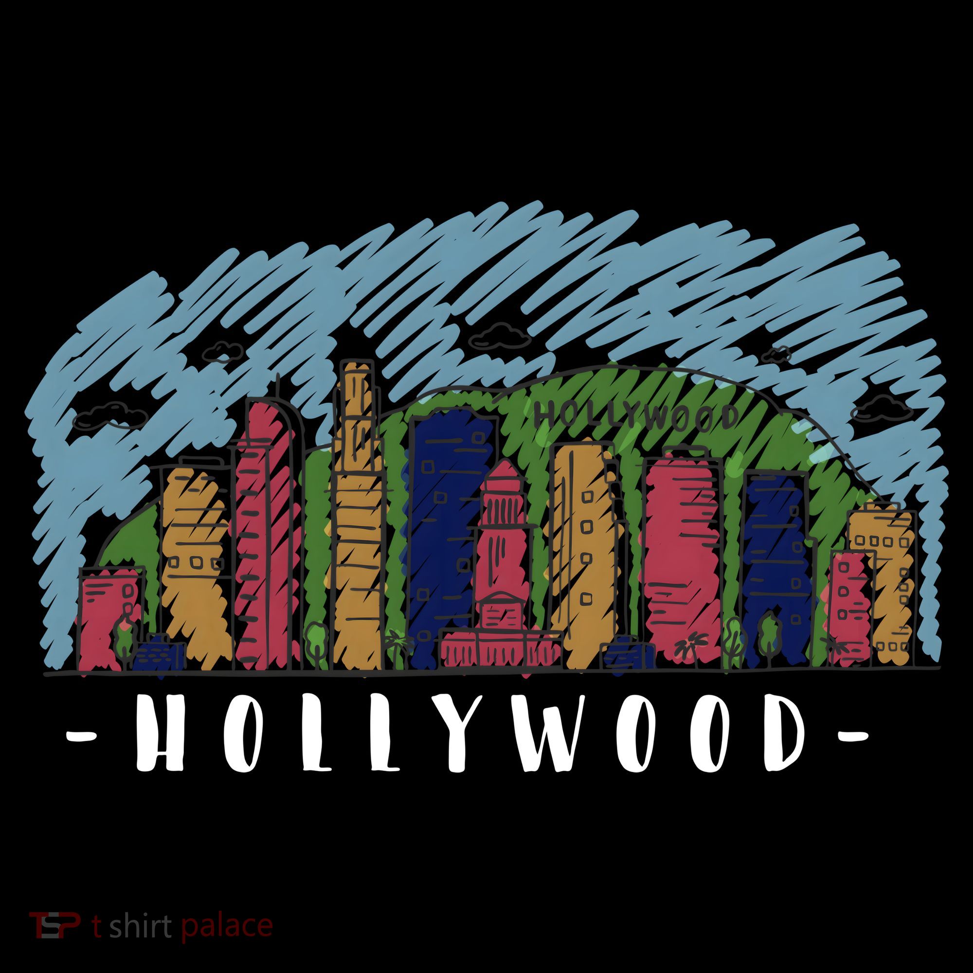 Hollywood Cartoon Style Illustration Women's Crop Top Tee