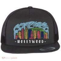 Hollywood Cartoon Style Illustration Flat Bill Trucker Hat thumb 0