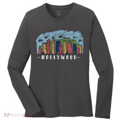 Hollywood Cartoon Style Illustration Women's Long Sleeve Shirt