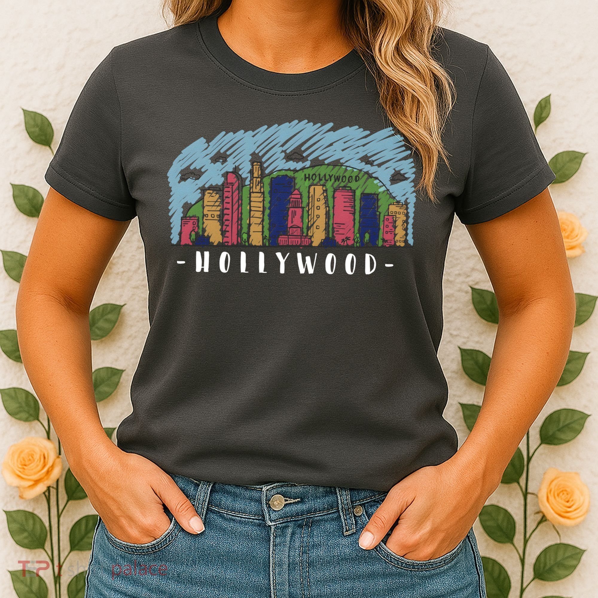 Hollywood Cartoon Style Illustration Women's T-Shirt