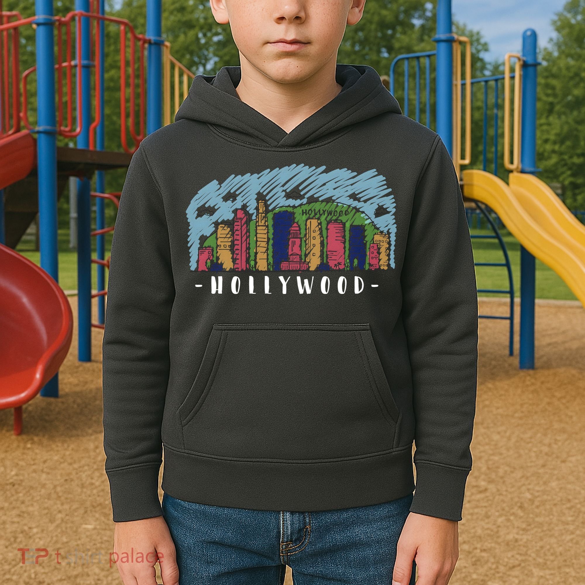 Hollywood Cartoon Style Illustration Kids Hoodie