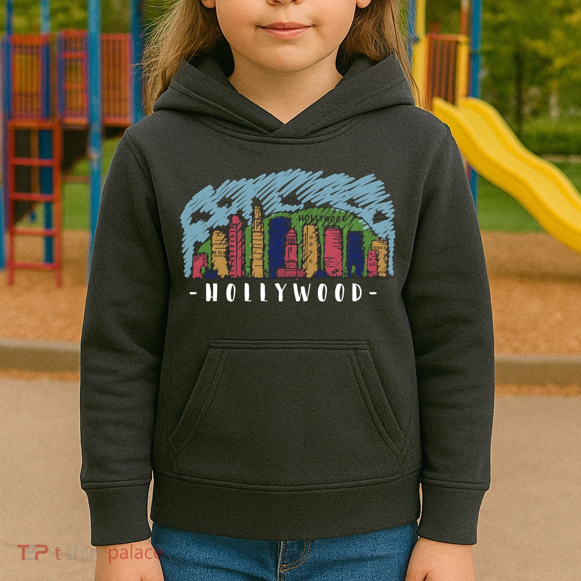 Hollywood Cartoon Style Illustration Kids Hoodie