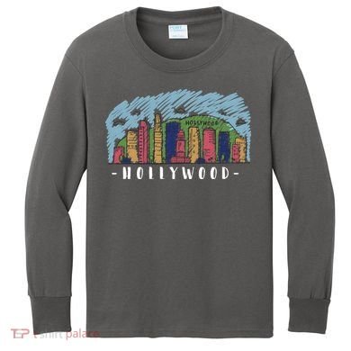Hollywood Cartoon Style Illustration Kids Long Sleeve Shirt