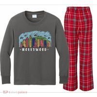 Hollywood Cartoon Style Illustration Kids Long Sleeve Plaid Pajama Set thumb 0
