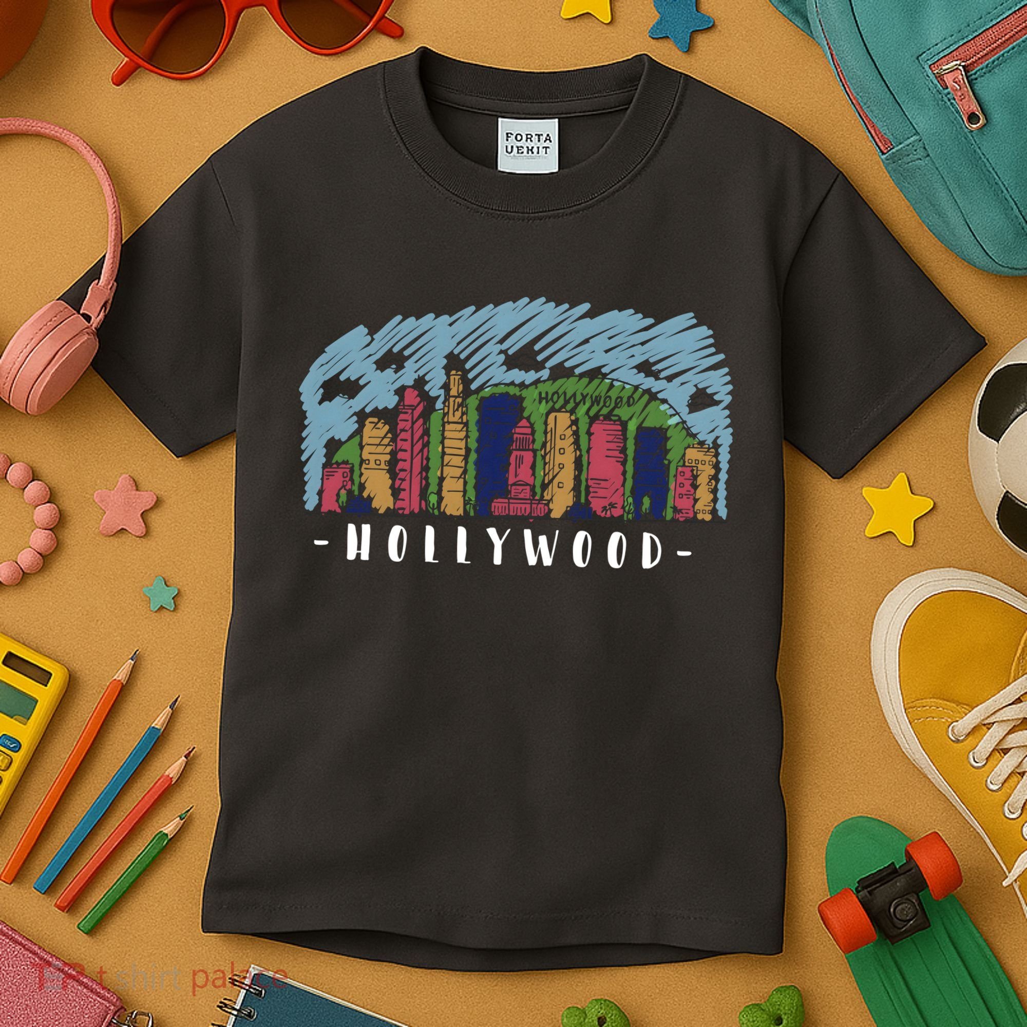 Hollywood Cartoon Style Illustration Kids T-Shirt