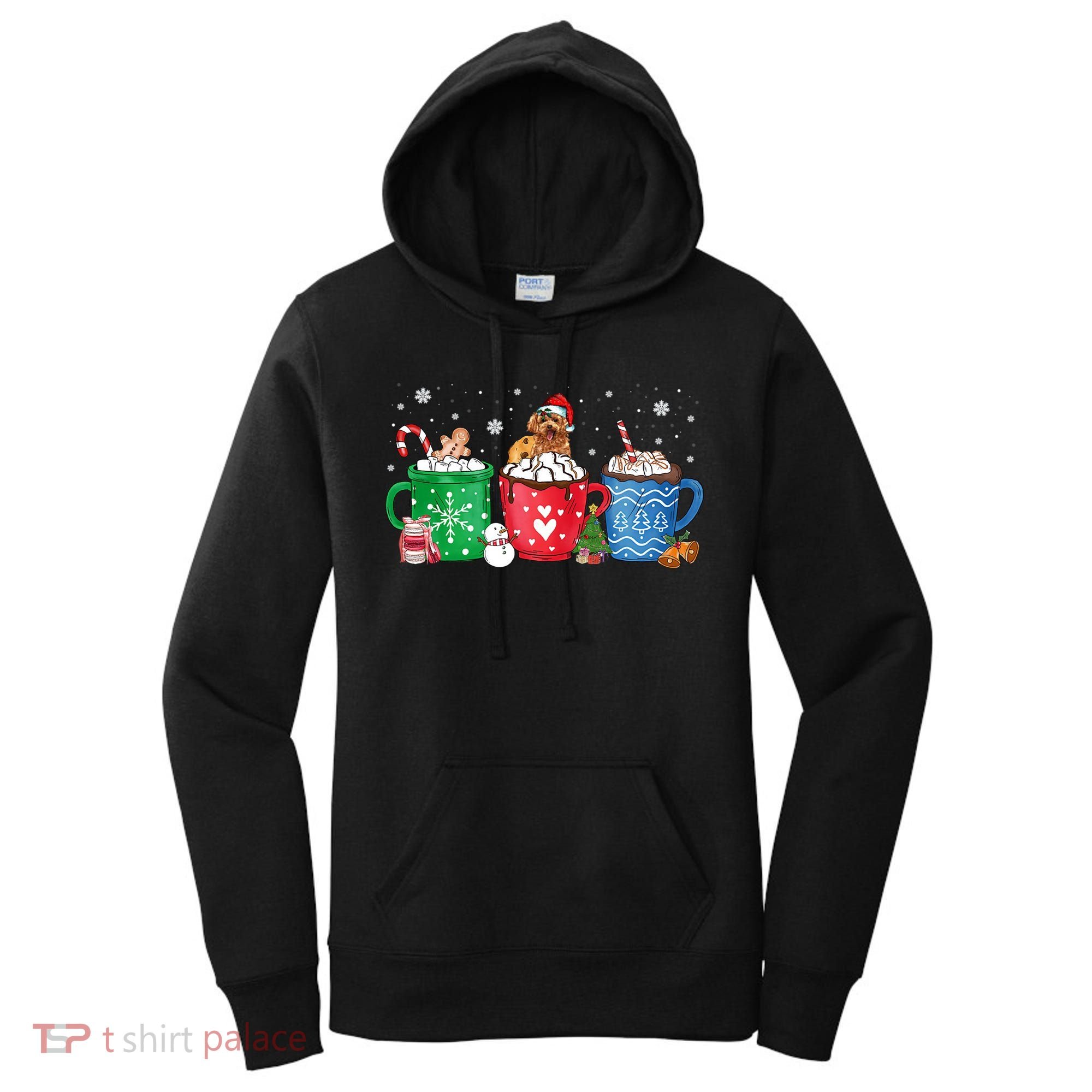 Hot Chocolate S Winter Mug Poodle Cream Christmas Gift Women's Hoodie