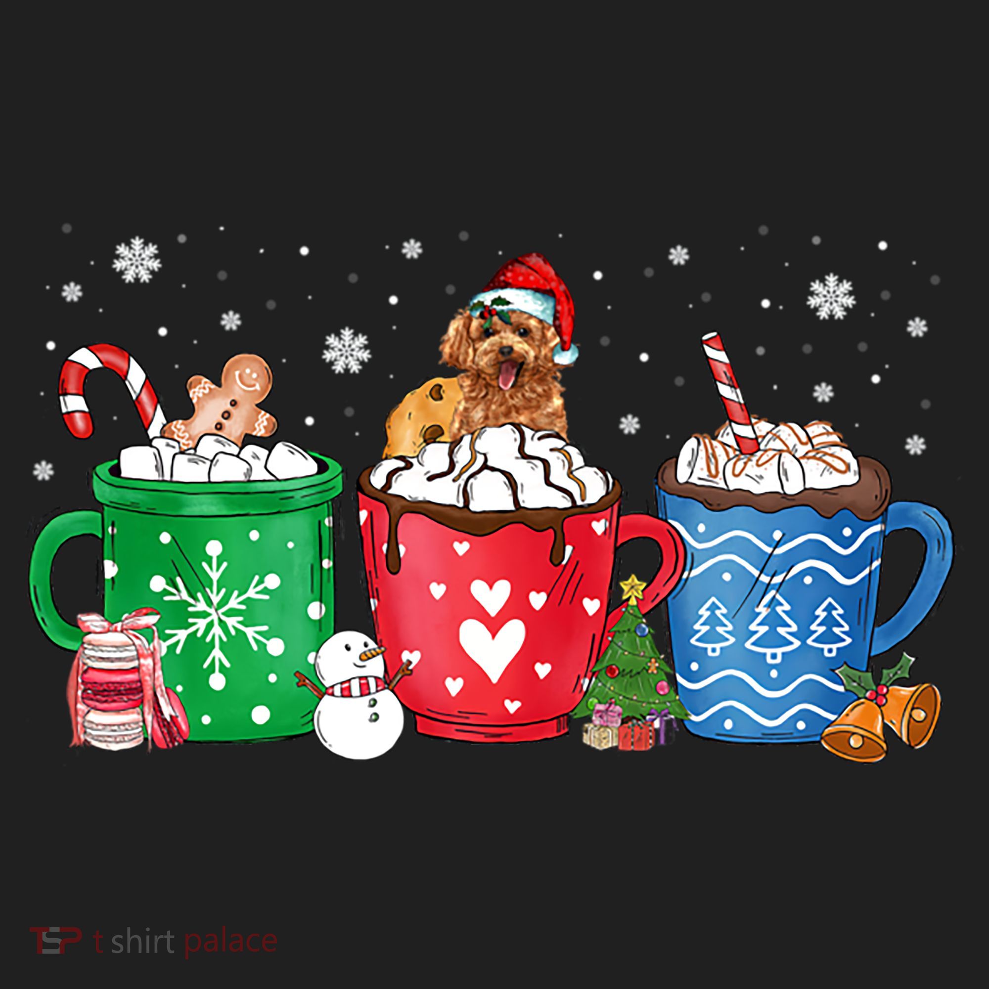 Hot Chocolate S Winter Mug Poodle Cream Christmas Gift Golf Towel