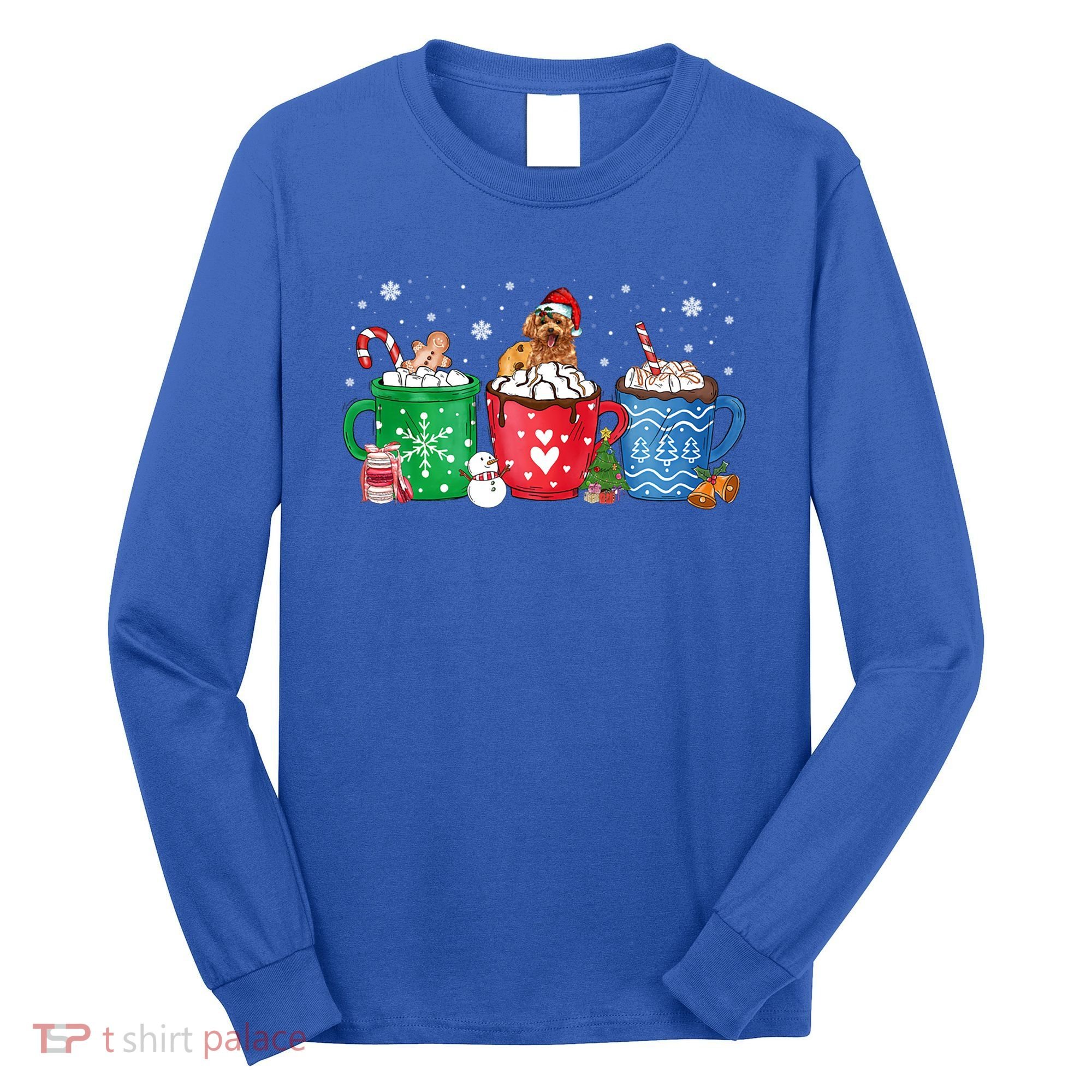 Hot Chocolate S Winter Mug Poodle Cream Christmas Gift Long Sleeve Shirt
