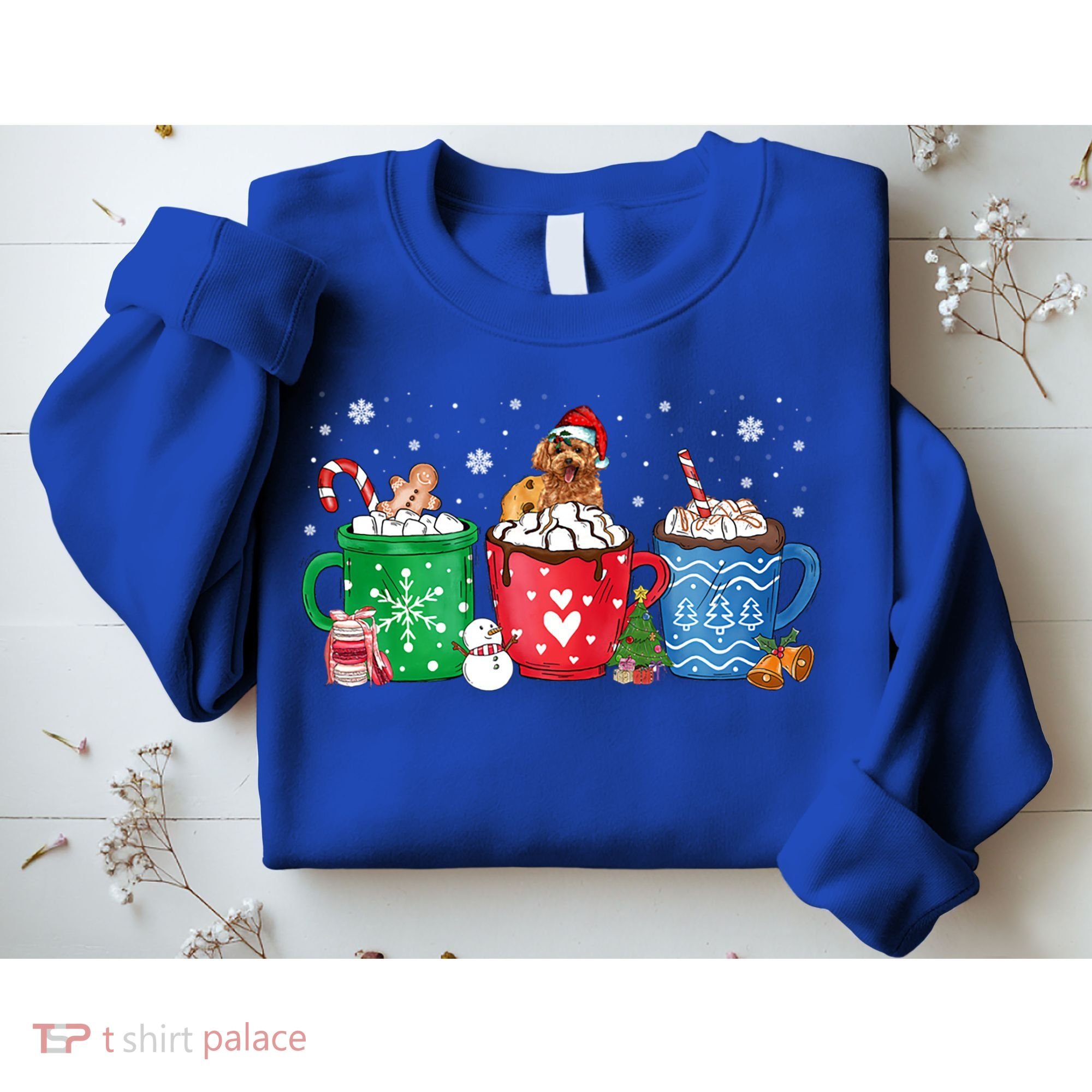 Hot Chocolate S Winter Mug Poodle Cream Christmas Gift Sweatshirt