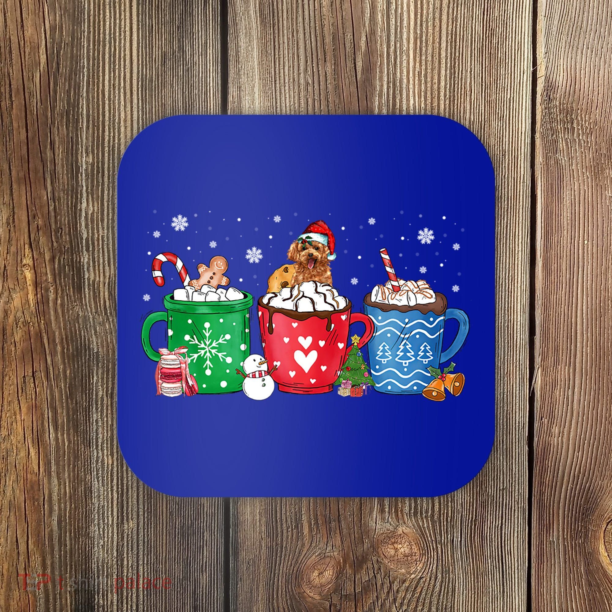 Hot Chocolate S Winter Mug Poodle Cream Christmas Gift Coaster