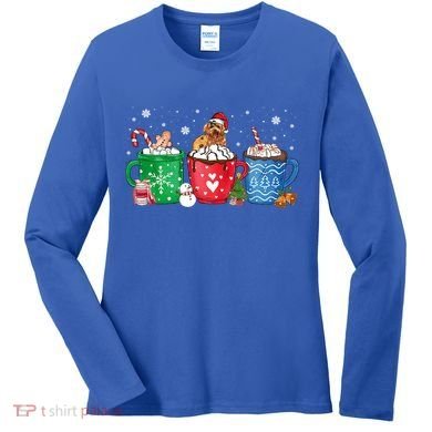 Hot Chocolate S Winter Mug Poodle Cream Christmas Gift Women's Long Sleeve Shirt