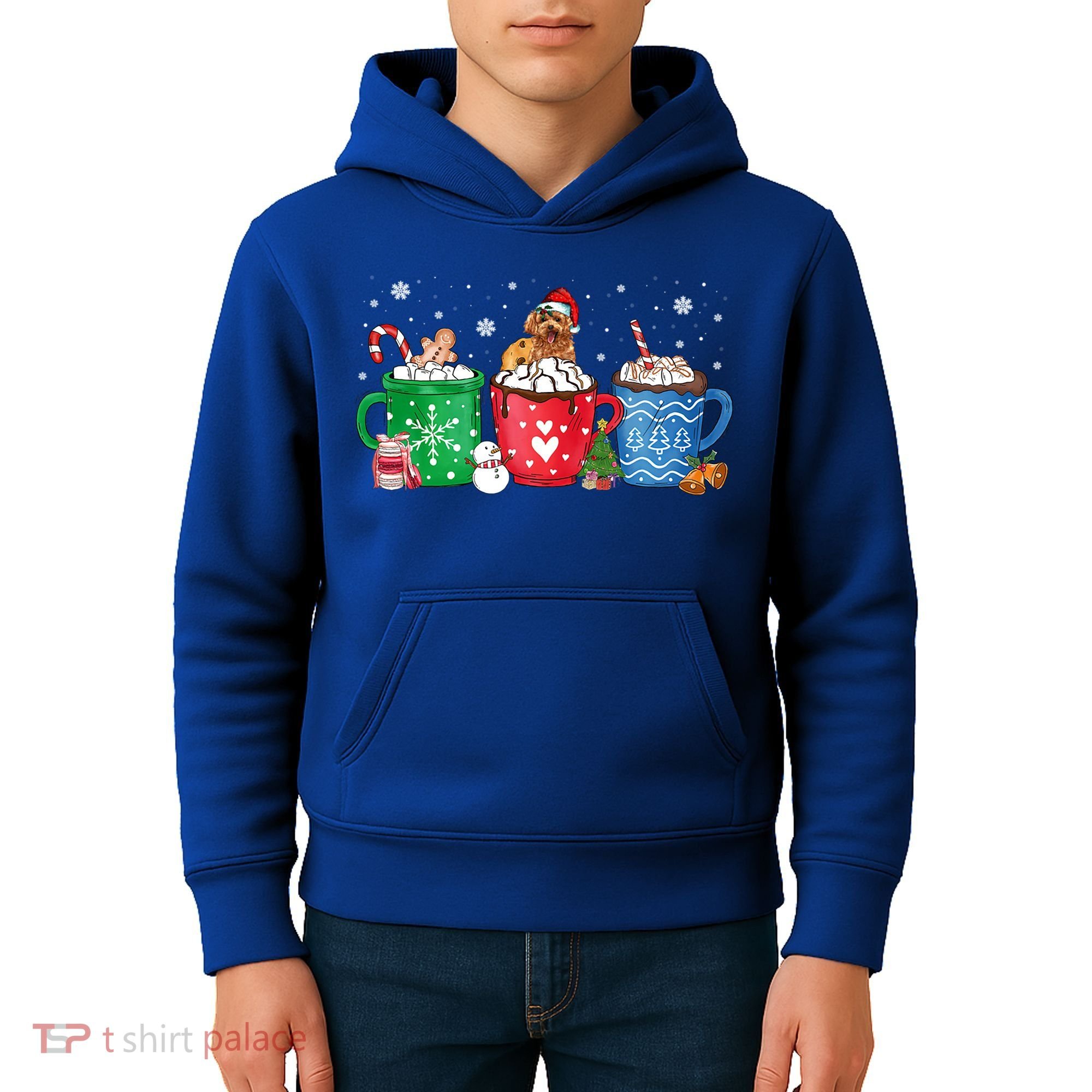 Hot Chocolate S Winter Mug Poodle Cream Christmas Gift Kids Hoodie