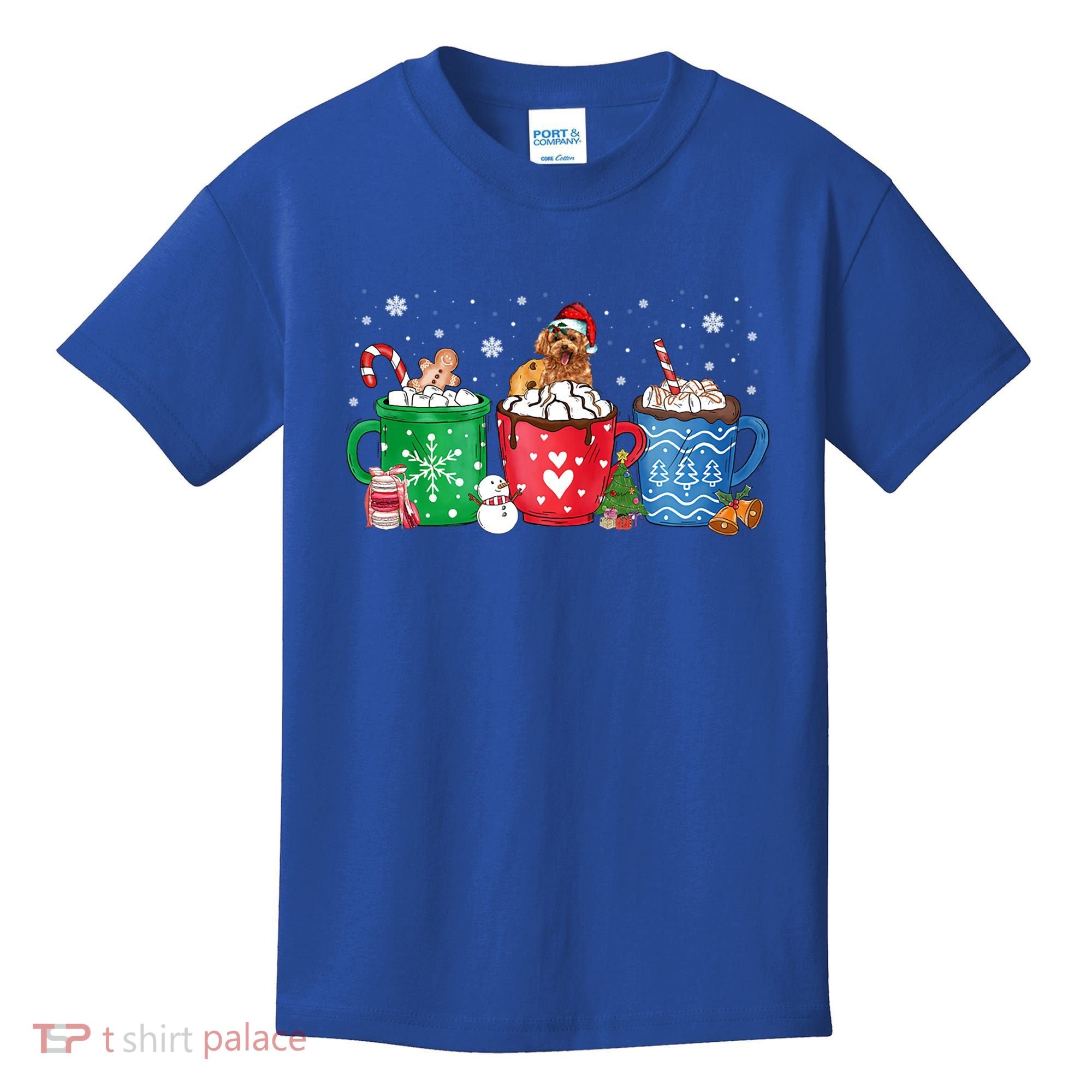 Hot Chocolate S Winter Mug Poodle Cream Christmas Gift Kids T-Shirt