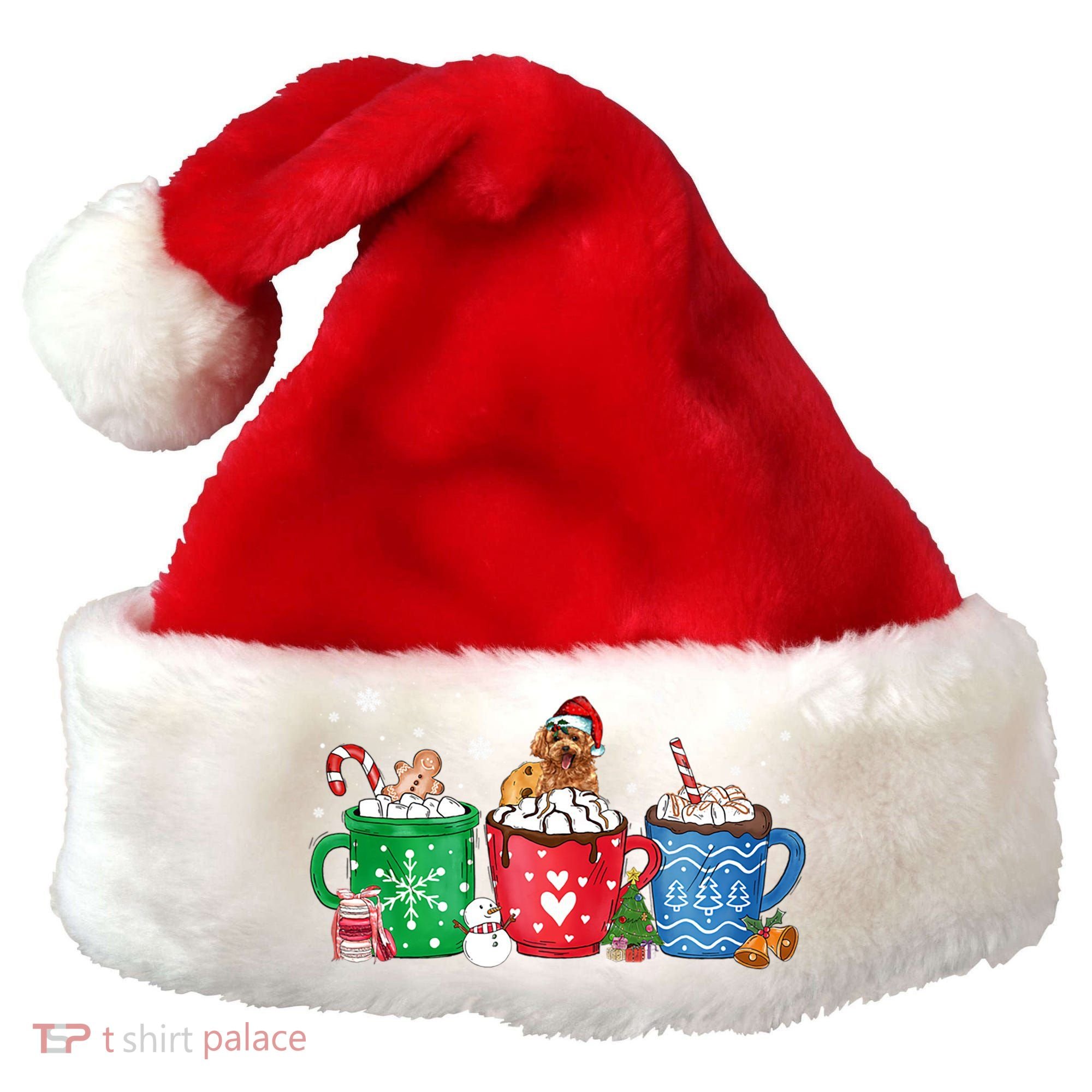 Hot Chocolate S Winter Mug Poodle Cream Christmas Gift Santa Hat