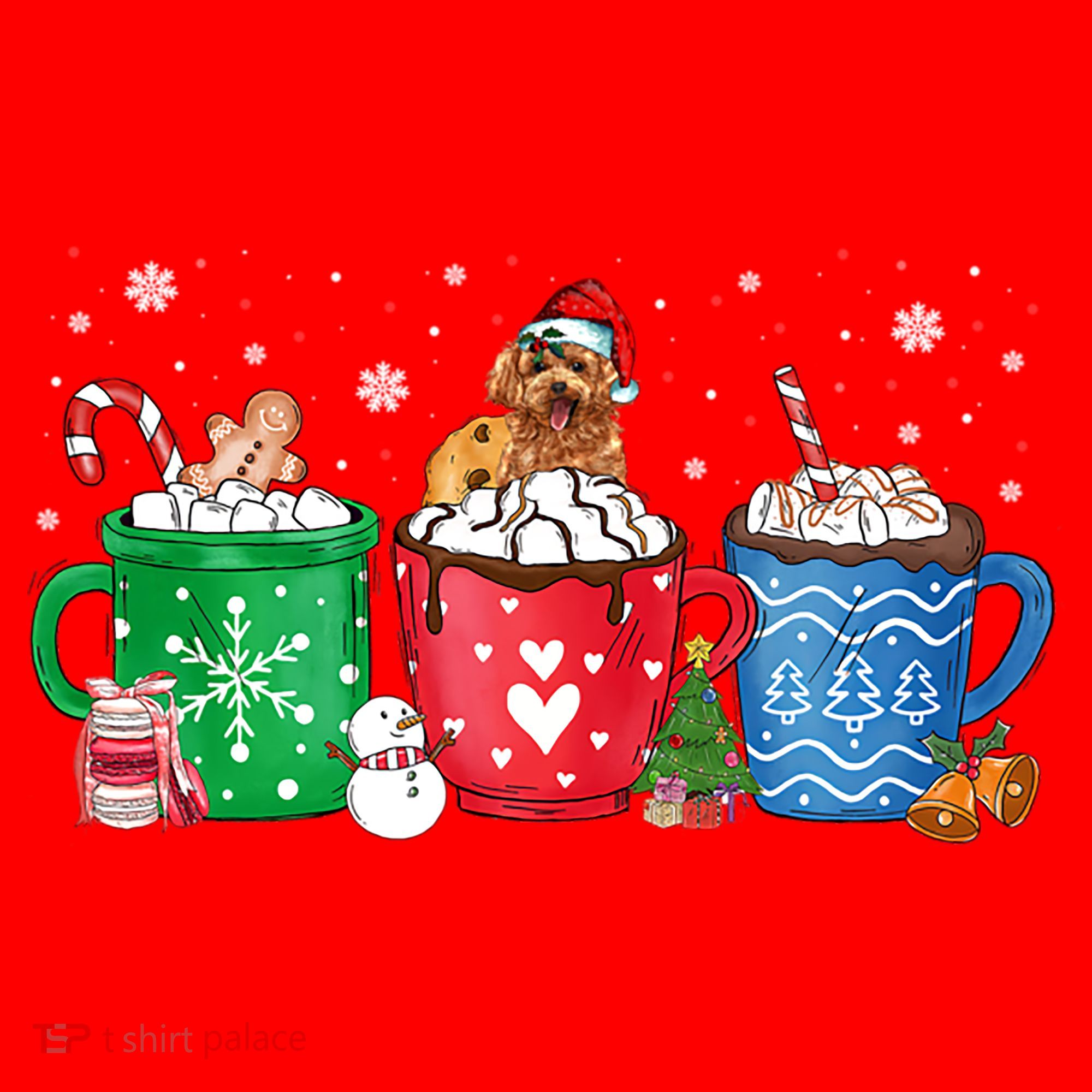 Hot Chocolate S Winter Mug Poodle Cream Christmas Gift Santa Hat