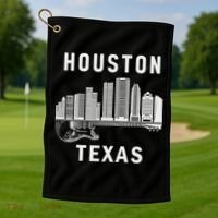 Houston City Skyline Music Texas Souvenir Houston Golf Towel thumb 1