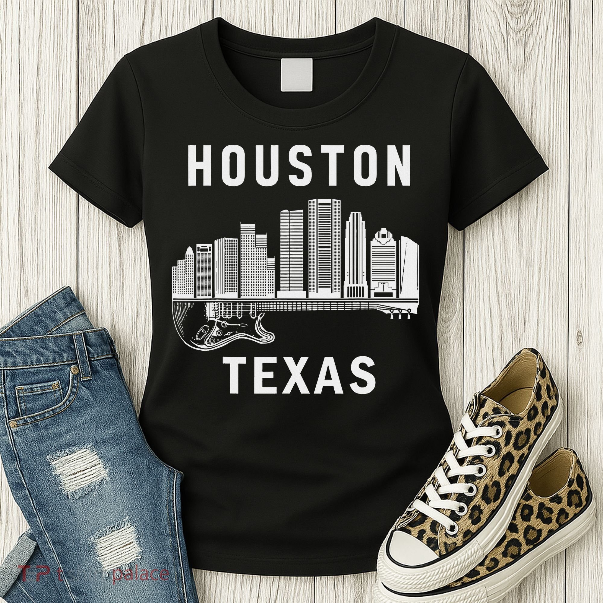 Houston City Skyline Music Texas Souvenir Houston Women's T-Shirt