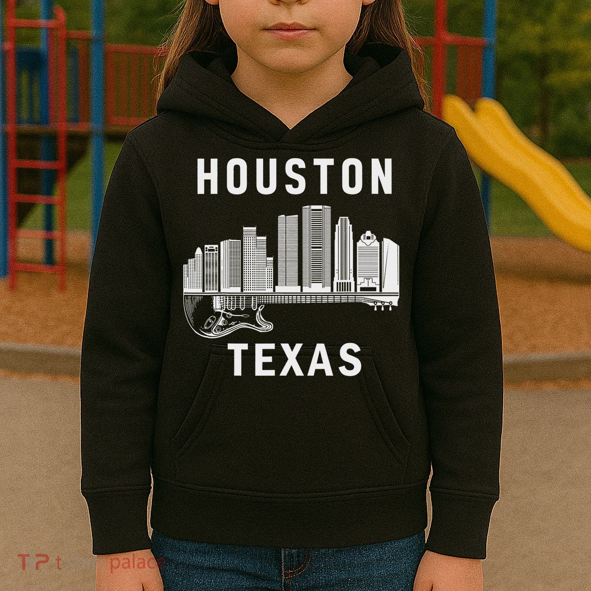 Houston City Skyline Music Texas Souvenir Houston Kids Hoodie