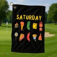 Hungry Caterpillars SATURDAY Funny Fruit Lover Vegan Golf Towel thumb 1