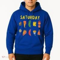 Hungry Caterpillars SATURDAY Funny Fruit Lover Vegan Hoodie thumb 2