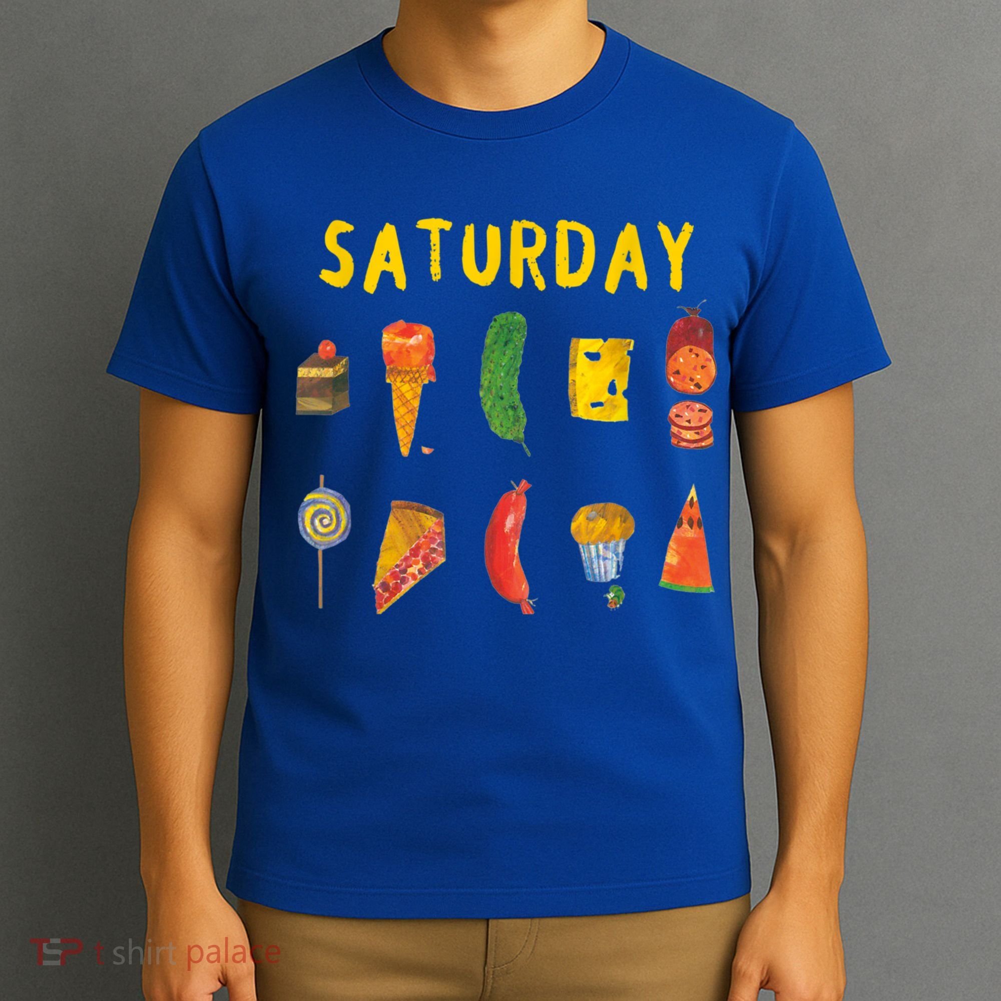 Hungry Caterpillars SATURDAY Funny Fruit Lover Vegan T-Shirt