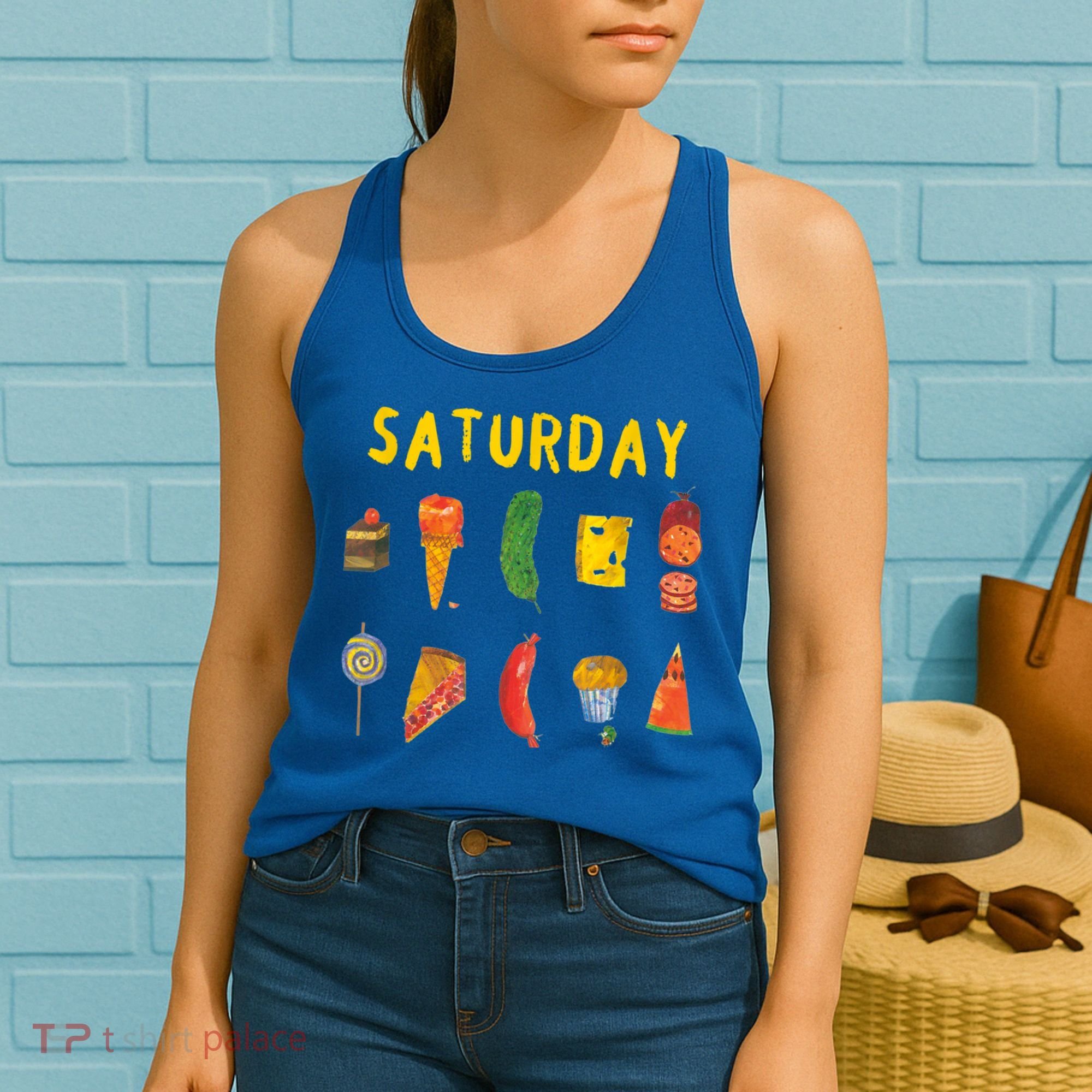 Hungry Caterpillars SATURDAY Funny Fruit Lover Vegan Women's Tank Top