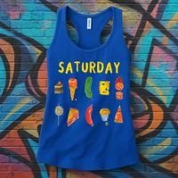 Hungry Caterpillars SATURDAY Funny Fruit Lover Vegan Women's Tank Top thumb 3