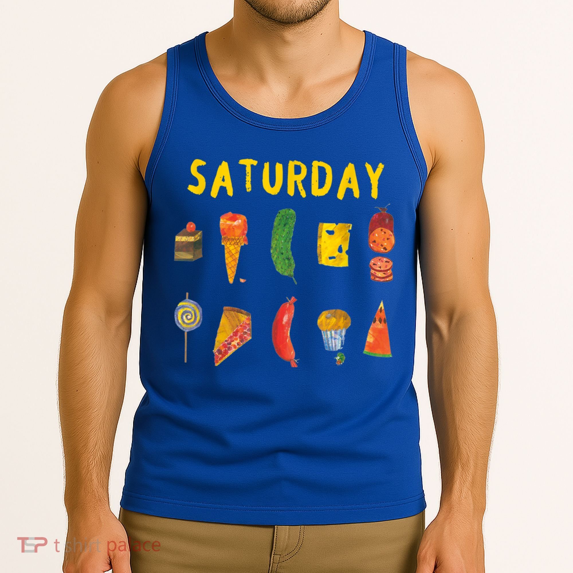 Hungry Caterpillars SATURDAY Funny Fruit Lover Vegan Tank Top