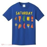 Hungry Caterpillars SATURDAY Funny Fruit Lover Vegan Kids T-Shirt thumb 0
