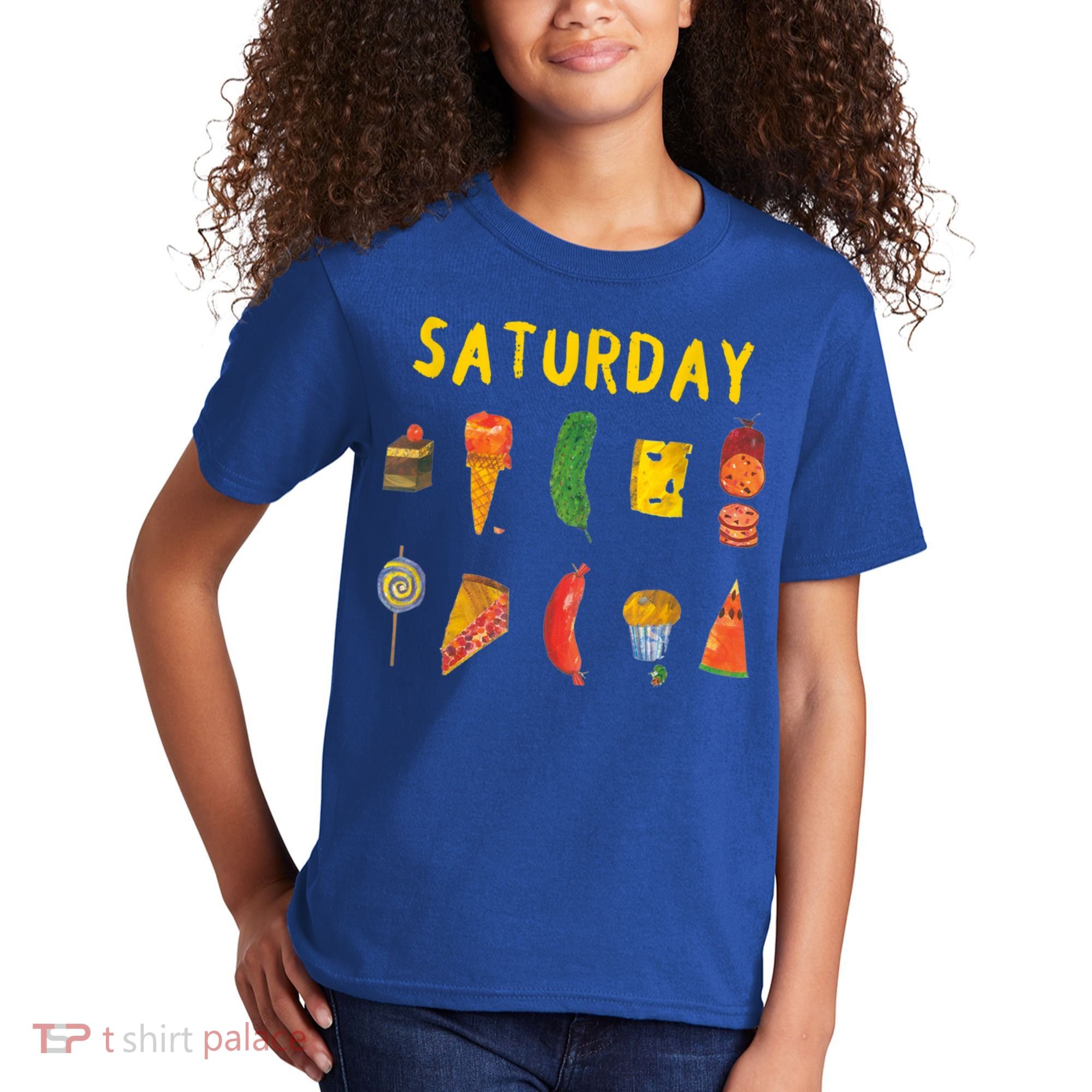 Hungry Caterpillars SATURDAY Funny Fruit Lover Vegan Kids T-Shirt