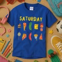 Hungry Caterpillars SATURDAY Funny Fruit Lover Vegan Kids T-Shirt thumb 3