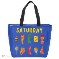 Hungry Caterpillars SATURDAY Funny Fruit Lover Vegan Tote Bag thumb 0