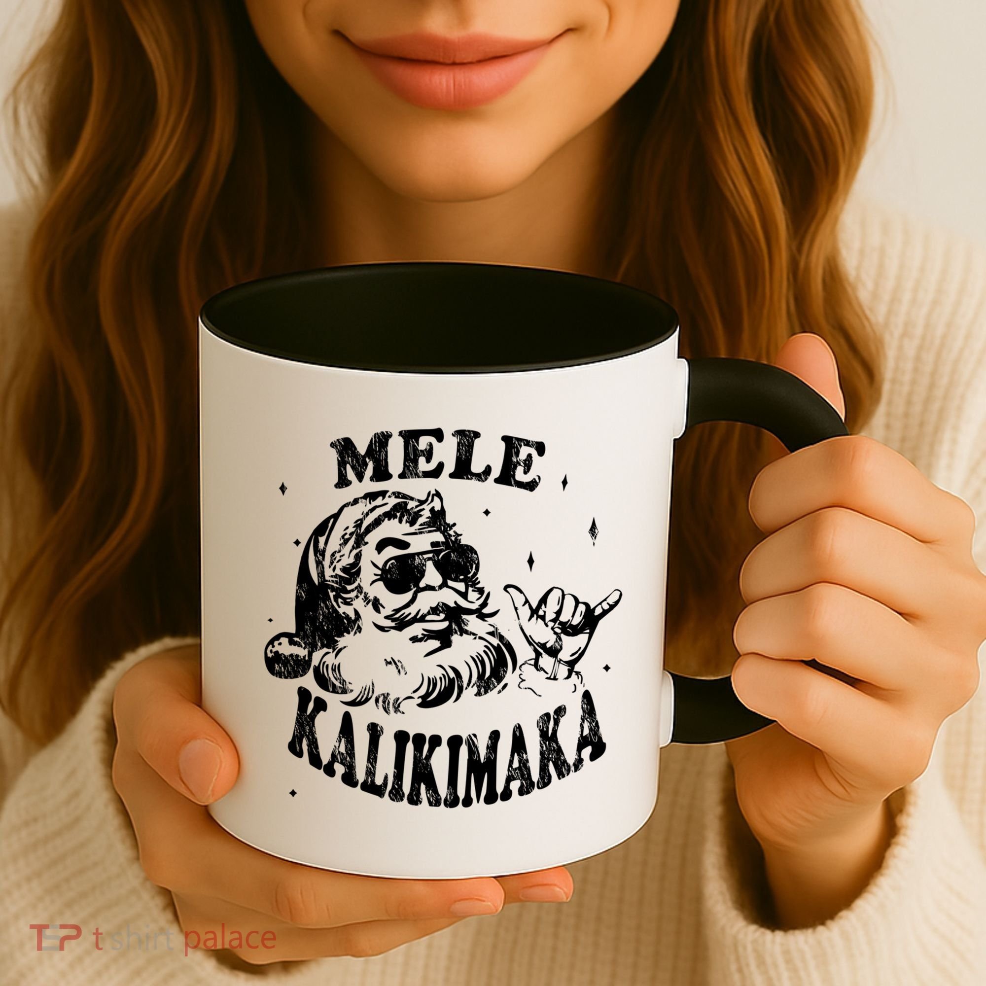 Hawaiian Christmas Santa Shaka Mele Kalikimaka Retro Hawaii Gift Coffee Mug