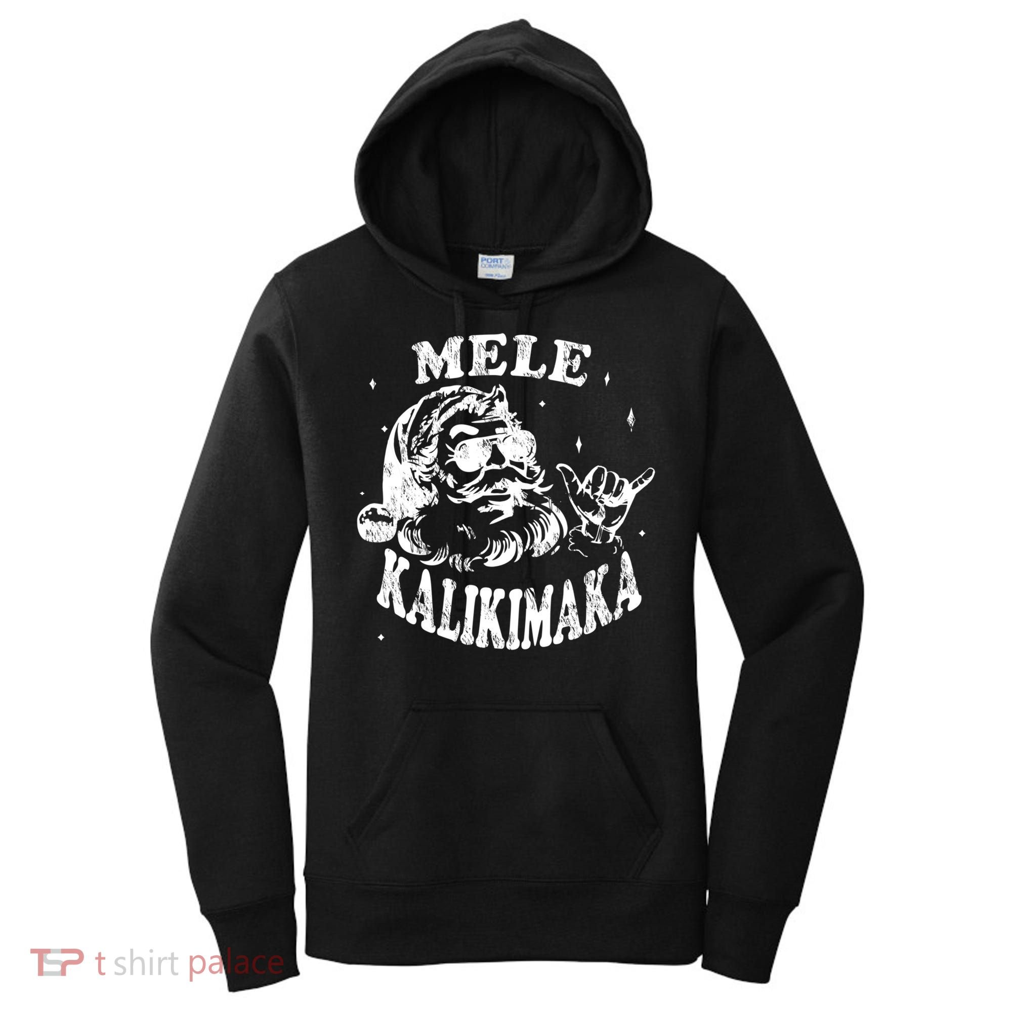Hawaiian Christmas Santa Shaka Mele Kalikimaka Retro Hawaii Gift Women's Hoodie