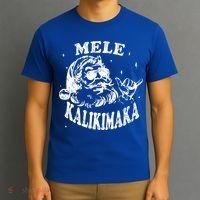 Hawaiian Christmas Santa Shaka Mele Kalikimaka Retro Hawaii Gift T-Shirt thumb 3