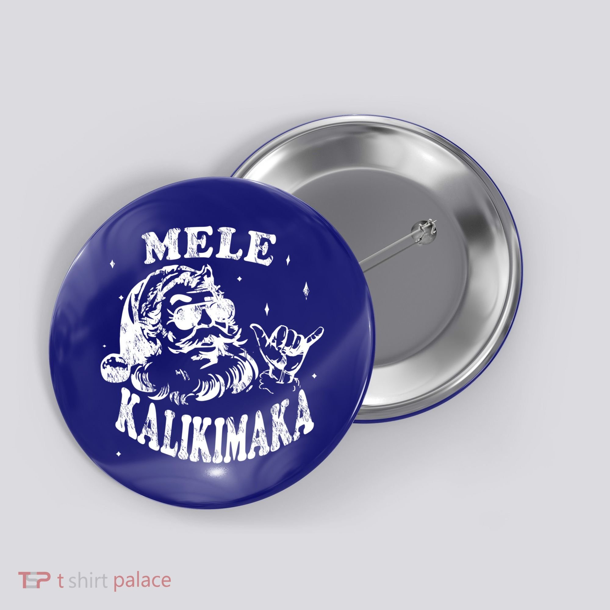 Hawaiian Christmas Santa Shaka Mele Kalikimaka Retro Hawaii Gift Button