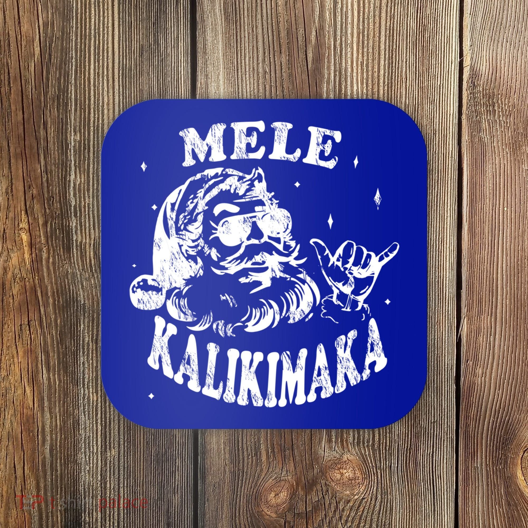 Hawaiian Christmas Santa Shaka Mele Kalikimaka Retro Hawaii Gift Coaster