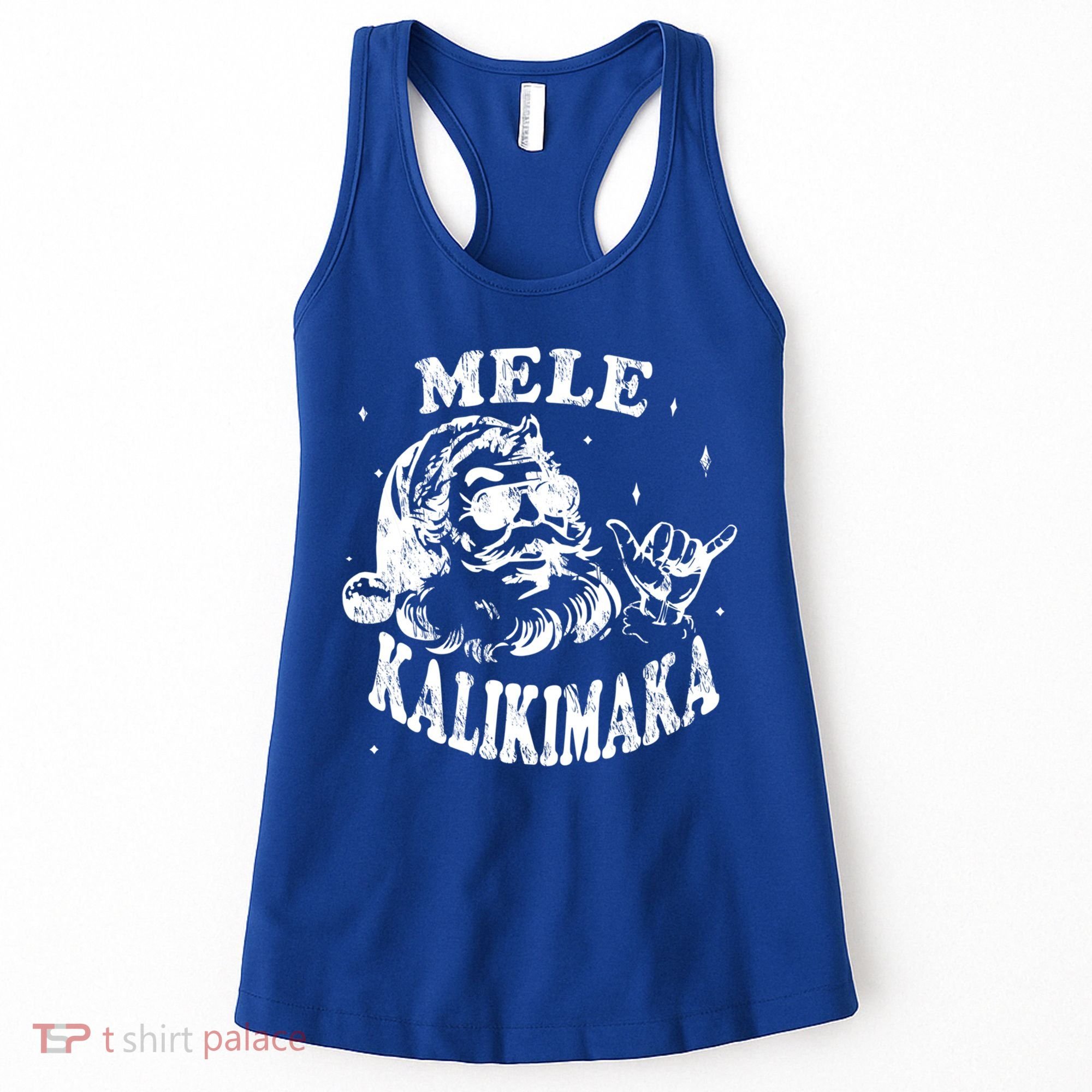 Hawaiian Christmas Santa Shaka Mele Kalikimaka Retro Hawaii Gift Women's Tank Top