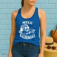 Hawaiian Christmas Santa Shaka Mele Kalikimaka Retro Hawaii Gift Women's Tank Top thumb 2