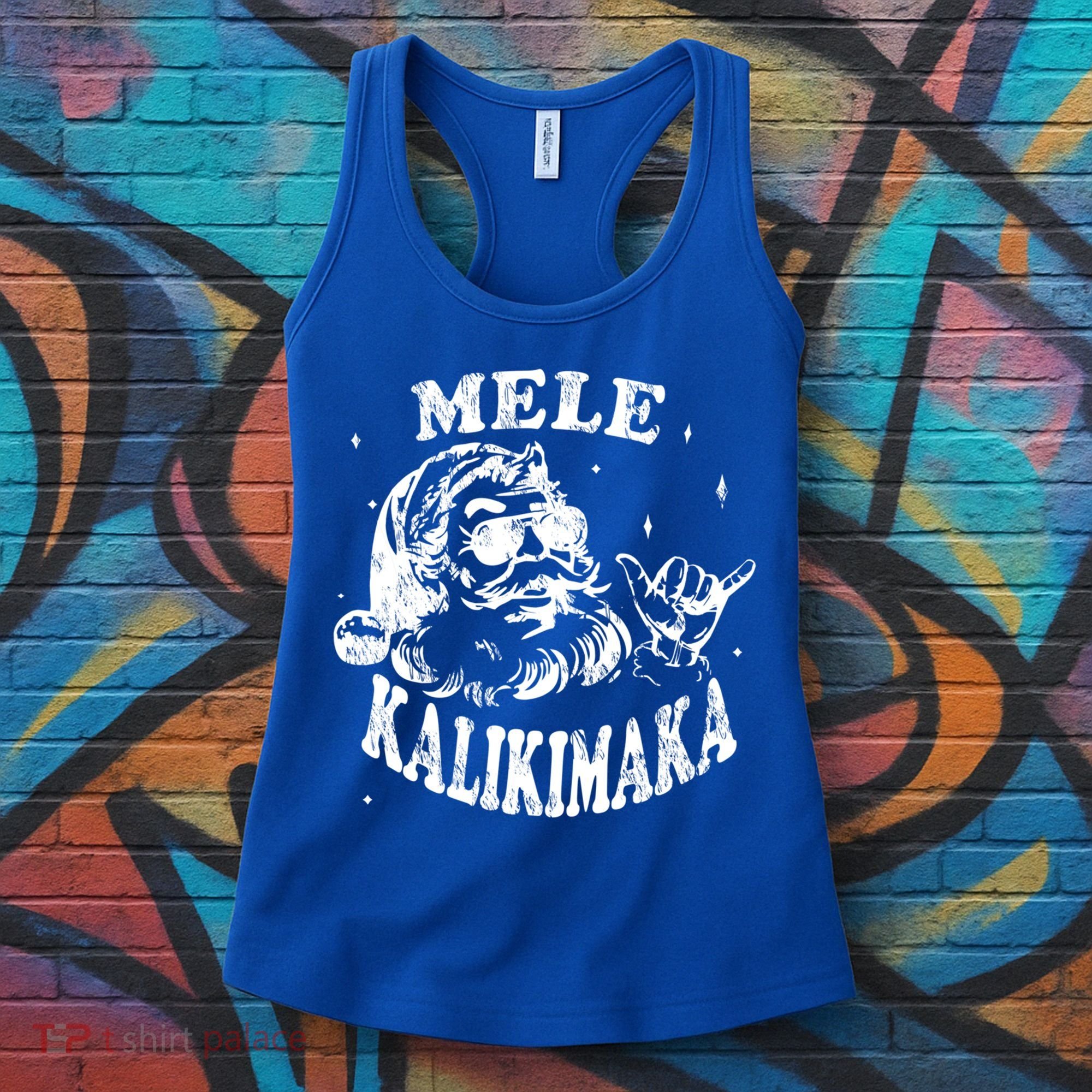 Hawaiian Christmas Santa Shaka Mele Kalikimaka Retro Hawaii Gift Women's Tank Top