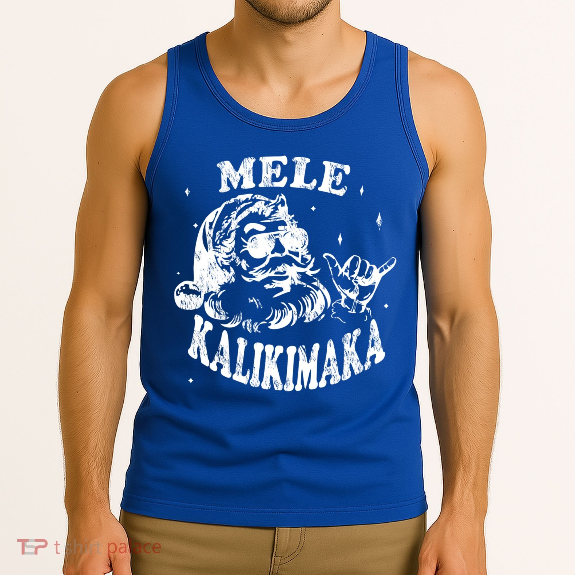 Hawaiian Christmas Santa Shaka Mele Kalikimaka Retro Hawaii Gift Tank Top