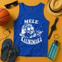 Hawaiian Christmas Santa Shaka Mele Kalikimaka Retro Hawaii Gift Tank Top thumb 4