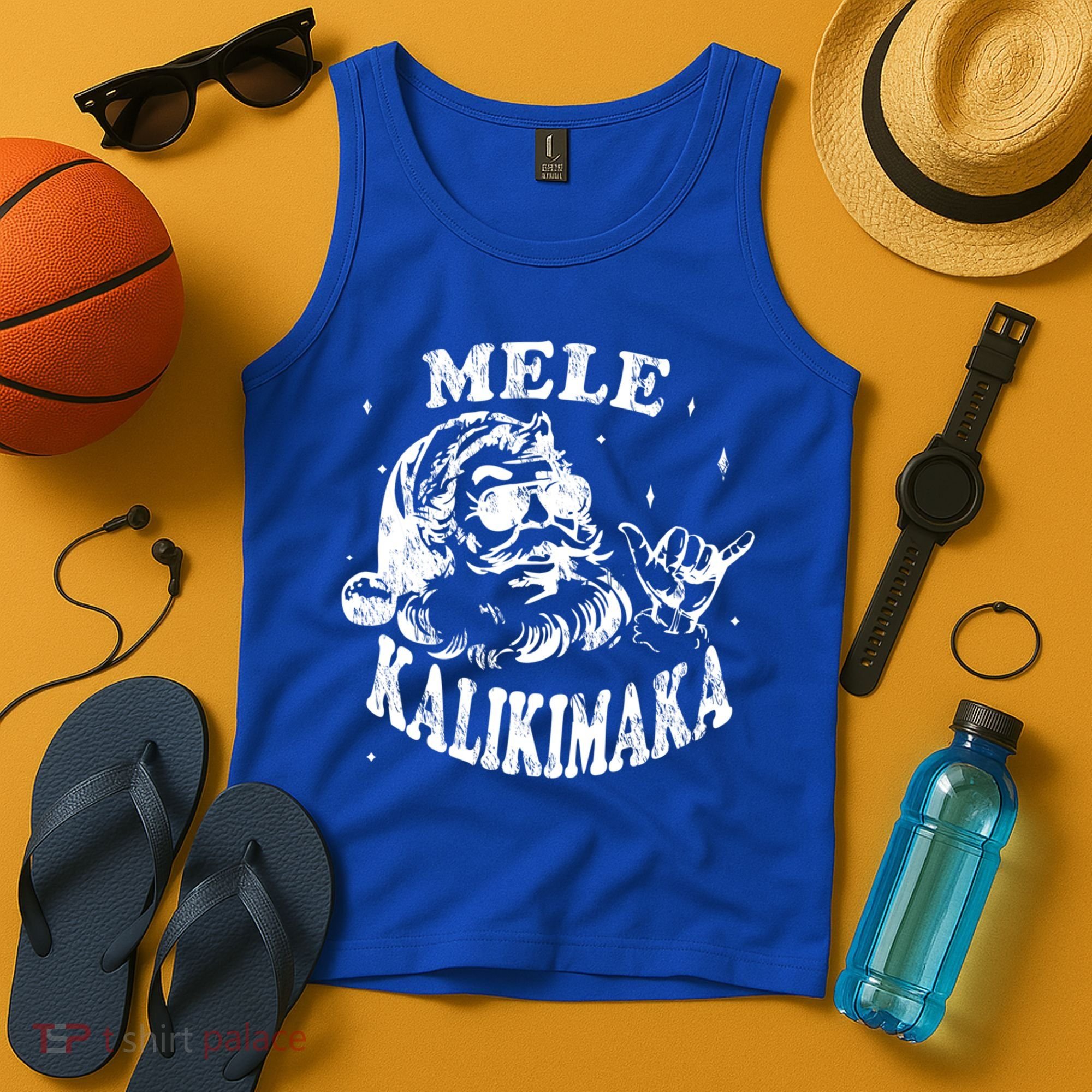 Hawaiian Christmas Santa Shaka Mele Kalikimaka Retro Hawaii Gift Tank Top