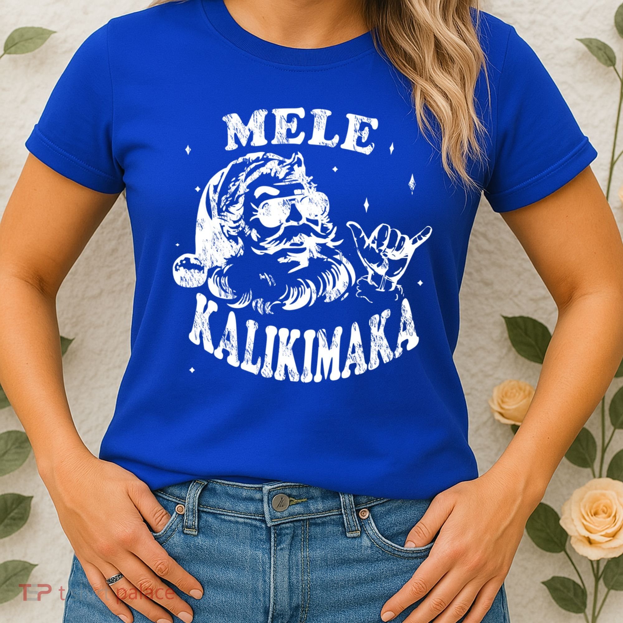 Hawaiian Christmas Santa Shaka Mele Kalikimaka Retro Hawaii Gift Women's T-Shirt