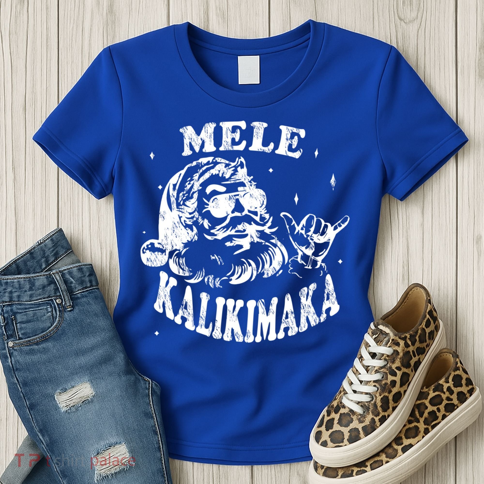 Hawaiian Christmas Santa Shaka Mele Kalikimaka Retro Hawaii Gift Women's T-Shirt